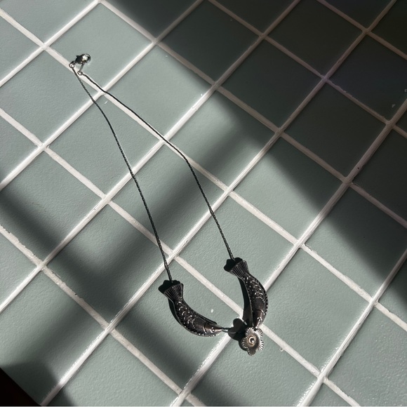 2 Fish & A Rose Silver Necklace - Picture 4 of 9